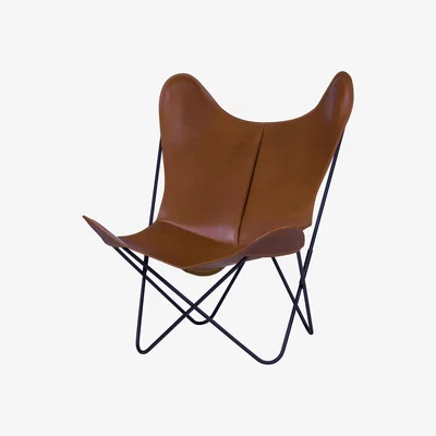 Made in Design AA Butterfly Armchair - Leather / Black structure by AA-New Design Brown