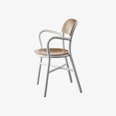 Made in Design Pipe Stackable armchair - Wood & metal by Magis White/Natural wood