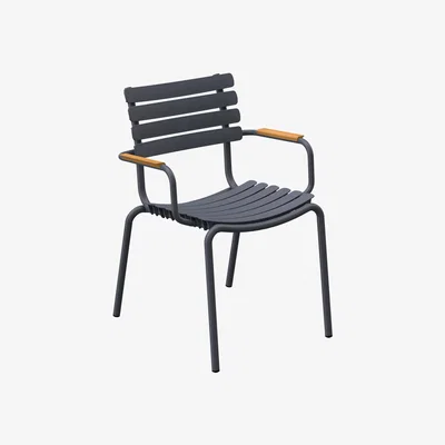 Made in Design ReCLIPS Stackable armchair - /Bamboo armrests - Recycled plastic by Houe Grey