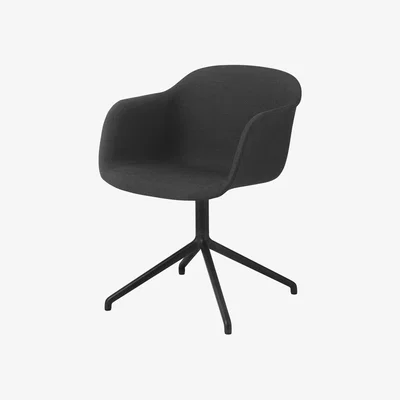 Made in Design Fiber Swivel armchair - / Central leg by Muuto Black