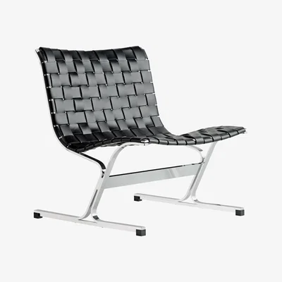 Made in Design Luar Low armchair - / Leather and chromed steel by ICF Black