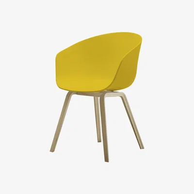 Made in Design About a chair AAC22 Armchair - Plastic shell & wood legs by Hay Yellow