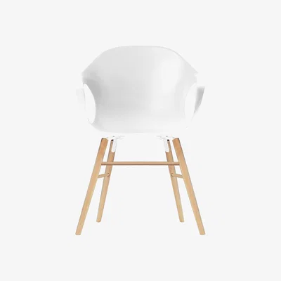 Made in Design Elephant Wood Armchair - Plastic shell & wood legs by Kristalia White