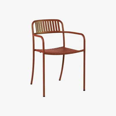 Made in Design Patio Lames Stackable armchair - / Slats - Stainless steel by Tolix Red/Orange