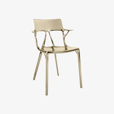Made in Design A.I Stackable armchair - Metallic finish applied / Designed by artificial intelligence - 100% recycled by Kartell Metal