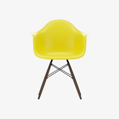 Made in Design DAW - Eames Plastic Armchair Armchair - / (1950) - Dark wood legs by Vitra Yellow