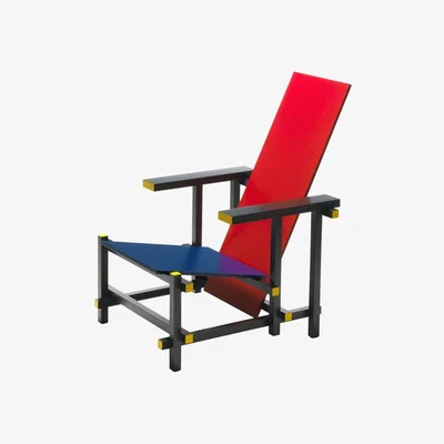 Made in Design Red and Blue Armchair wood blue red / Gerrit Thomas Rietveld, 1918 - CASSINA