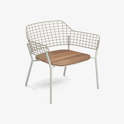Made in Design Lyze Stackable low chair - / Teak seat by Emu Beige/Natural wood