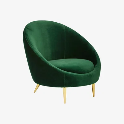 Made in Design Ether Padded armchair - / Velvet & brass by Jonathan Adler Green