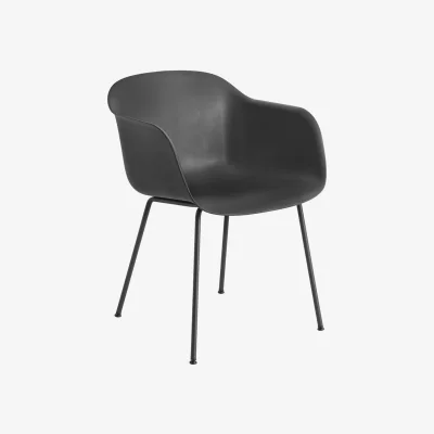 Made in Design Fiber Armchair plastic material black / Metal legs - Recycled plastic - Muuto