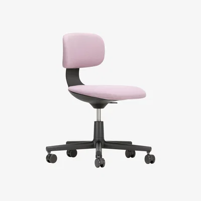 Made in Design Rookie Armchair on casters textile pink / H 39 to 51 cm - Vitra