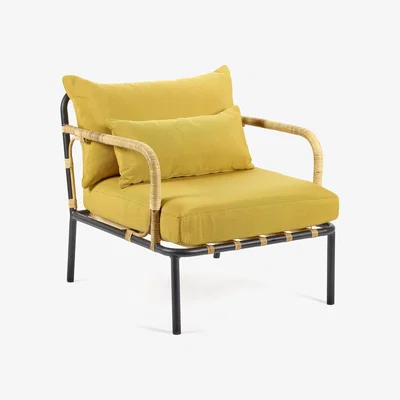 Made in Design Capizzi Padded armchair - / Rattan & fabric by Serax Yellow