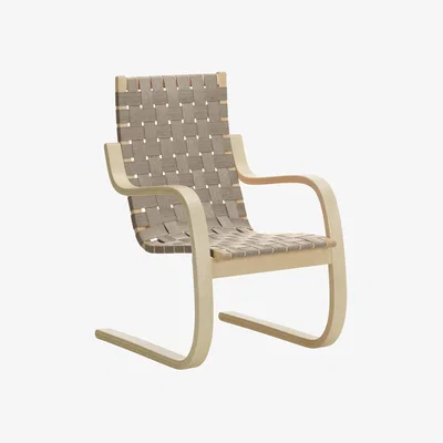 Made in Design 406 Armchair textile black / Alvar Aalto, 1939 - Linen Straps - ARTEK