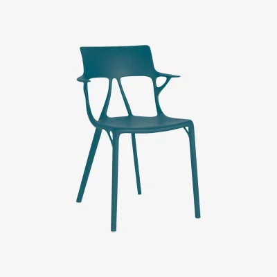 Made in Design A.I Armchair plastic material blue / Designed by artificial intelligence - 100% recycled - Kartell