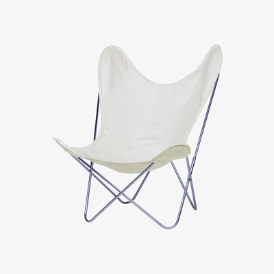 Made in Design AA Butterfly INDOOR Armchair - Cloth / Chromed structure by AA-New Design White/Beige