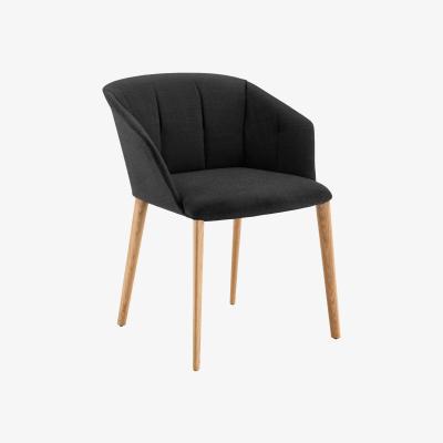 Made in Design Liza Padded armchair - Fabric & wooden legs by Zanotta Black/Natural wood