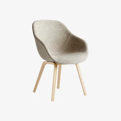 Made in Design About a chair AAC123 Padded armchair - / High backrest - Integral fabric & matt varnished oak by Hay Beige