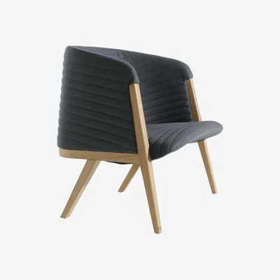 Made in Design Mafalda Padded armchair by Moroso Grey/Natural wood