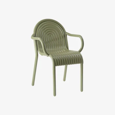 Made in Design Groove Stackable armchair metal green - Tom Dixon