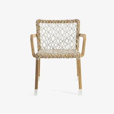 Made in Design Rafael Armchair - / Brushed teak & braided rope by Ethimo White/Grey/Natural wood