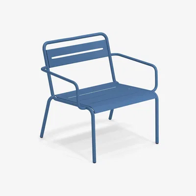 Made in Design Star XL Stackable low armchair - / L 118 cm - Aluminium by Emu Blue