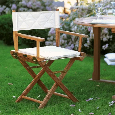 Made in Design Ginger Folding armchair - / Teak & canvas - Cushion by Unopiu White