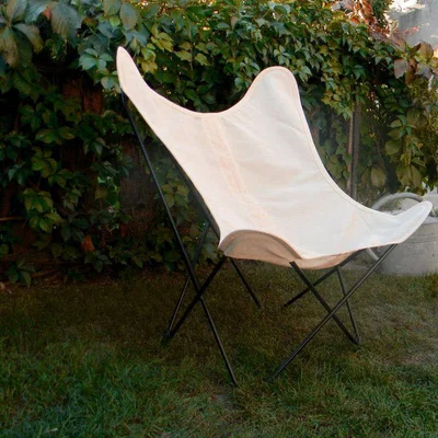 Made in Design AA Butterfly OUTDOOR Armchair - / Batyline - Black structure by AA-New Design Orange
