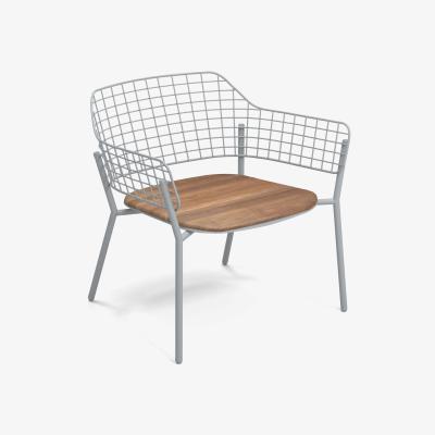 Made in Design Lyze Stackable low chair - / Teak seat by Emu Grey/Natural wood
