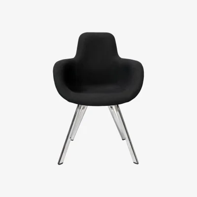 Made in Design Scoop Padded armchair textile black / High back - Metal feet - Tom Dixon