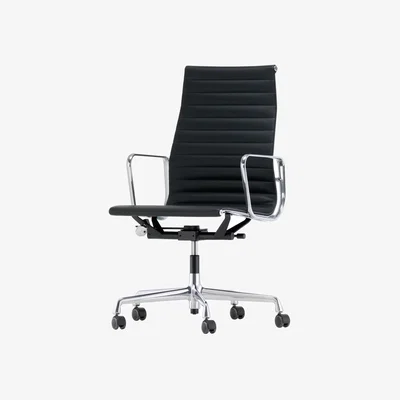 Made in Design Armchair on casters Aluminium Chair EA119 leather / High back / Eames, 1958 - Vitra