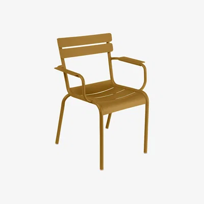 Made in Design Luxembourg Bridge Stackable armchair metal yellow / Aluminium - Fermob