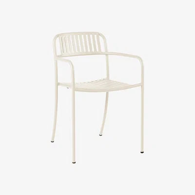 Made in Design Patio Lames Stackable armchair - / Slats - Stainless steel by Tolix White/Beige
