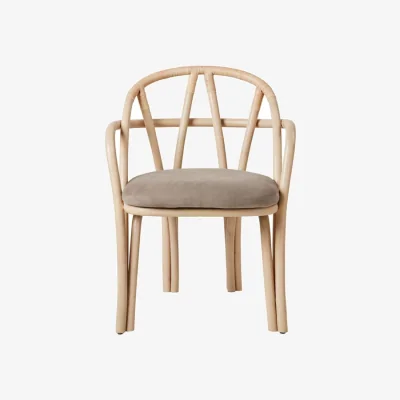 Made in Design Bistra Armchair cane & fibres natural wood / Upholstered seat - Gubi