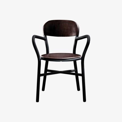 Made in Design Pipe Stackable armchair - Wood & metal by Magis Black/Natural wood