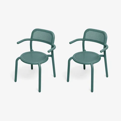 Made in Design Toní Stackable armchair - / Set of 2 - Perforated aluminium by Fatboy Green