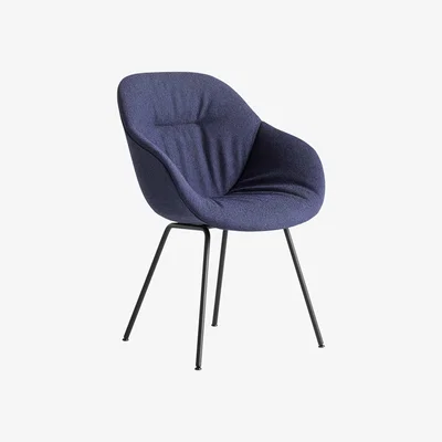 Made in Design About a chair AAC127 Soft Padded armchair - / High backrest - Full quilted fabric & metal by Hay Blue
