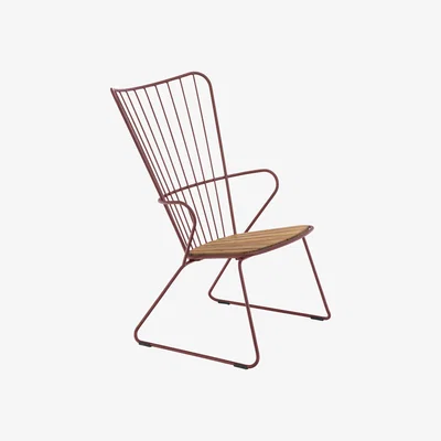 Made in Design Paon Low armchair - / Metal & bamboo by Houe Pink/Orange/Natural wood