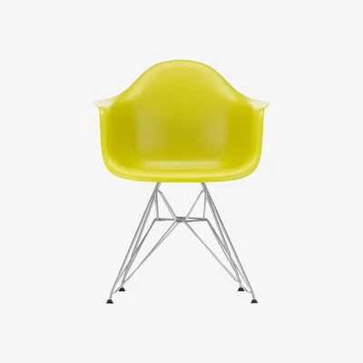 Made in Design DAR - Eames Plastic Armchair Armchair - / (1950) - Chromed legs by Vitra Yellow