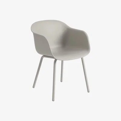 Made in Design Fiber OUTDOOR Armchair plastic material grey / Recycled plastic - Muuto