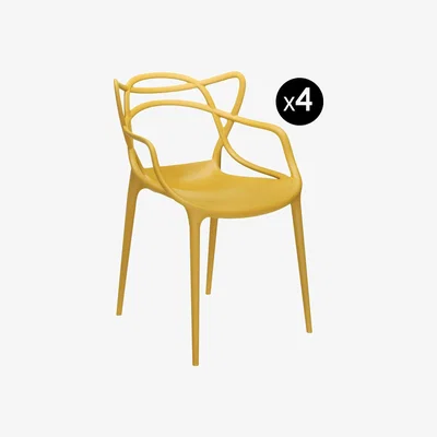 Made in Design Masters Stackable armchair - Set of 4 by Kartell Yellow