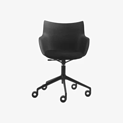 Made in Design Q/Wood SOFT Office armchair wood black / Moulded wood & fabric seat - Kartell