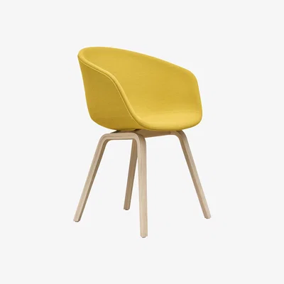 Made in Design About a chair AAC23 Padded armchair - / Integral fabric & matt varnished oak by Hay Yellow/Natural wood