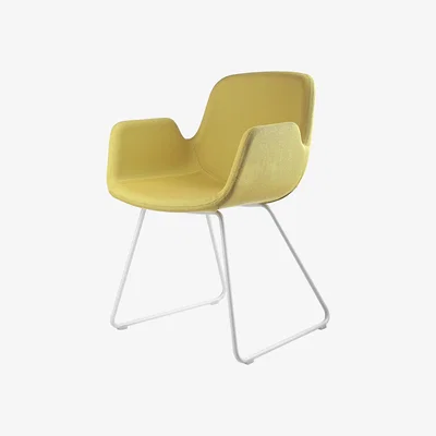 Made in Design Pass Padded armchair - Sledge leg / Fabric by Lapalma Yellow