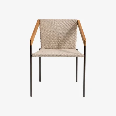 Made in Design Allaperto Bistrò Stackable bridge armchair textile beige / Synthetic rope - Ethimo