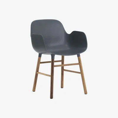 Made in Design Form Armchair - Walnut leg by Normann Copenhagen Blue/Natural wood