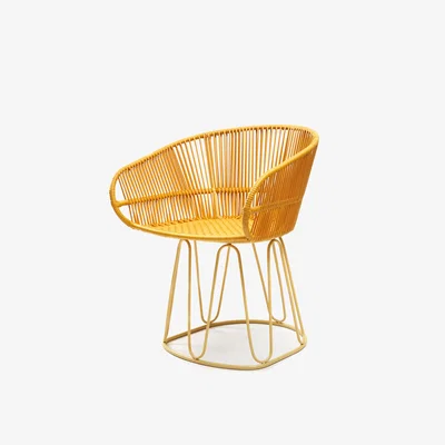 Made in Design Circo Dining Armchair - / Hand-woven PVC threads by ames Yellow