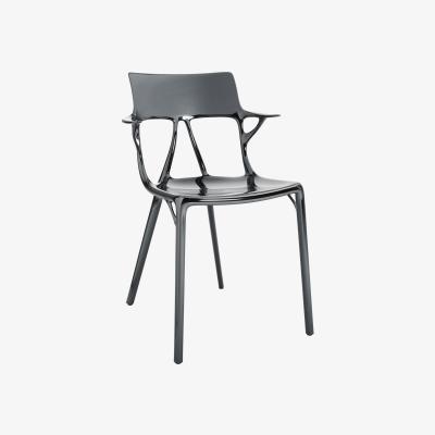 Made in Design A.I Stackable armchair - metallic finish applied / Designed by artificial intelligence - 100% recycled by Kartell Silver/Metal