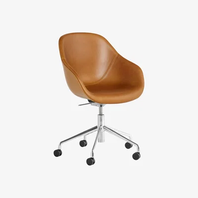 Made in Design Armchair on casters About a chair AAC155 leather / Padded - Full Leather - Hay