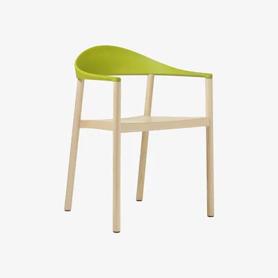 Made in Design Monza Stackable armchair - Plastic & wood by Plank Green/Natural wood