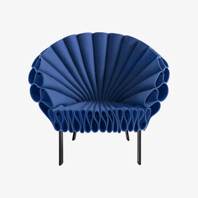 Made in Design Peacock Armchair textile blue / Dror Studio, 2009 - Waved felt - Cappellini